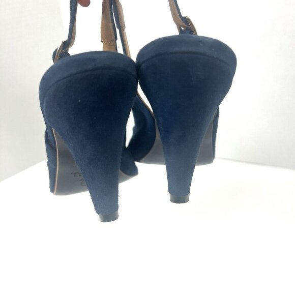 Navyboot Blue Slingback Suede Sandals EU 40 US 9 Leather Upper & Lining Office - Picture 6 of 9